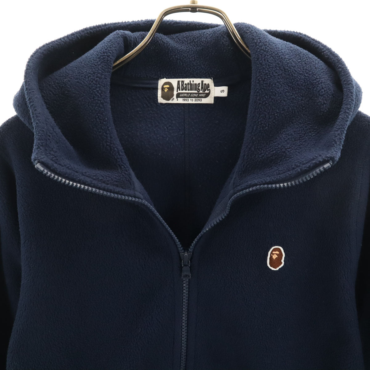 A BATHING APE アベイシングエイプ 日本製 長袖 フリース ジップパーカー S ネイビー メンズ