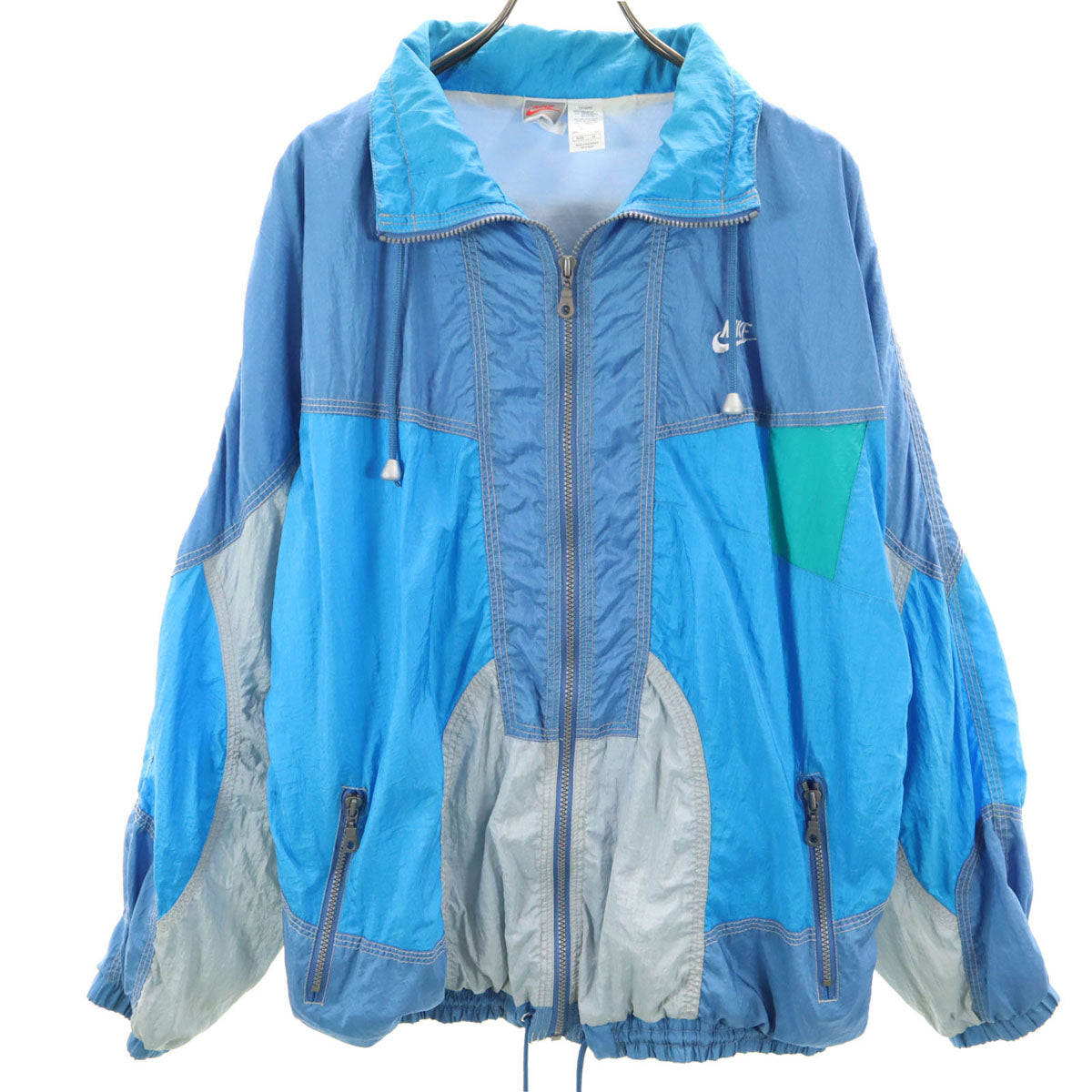 NIKE ナイキ 90s オールド 銀タグ バックロゴ ナイロンジャケット XL ブルー系 メンズ