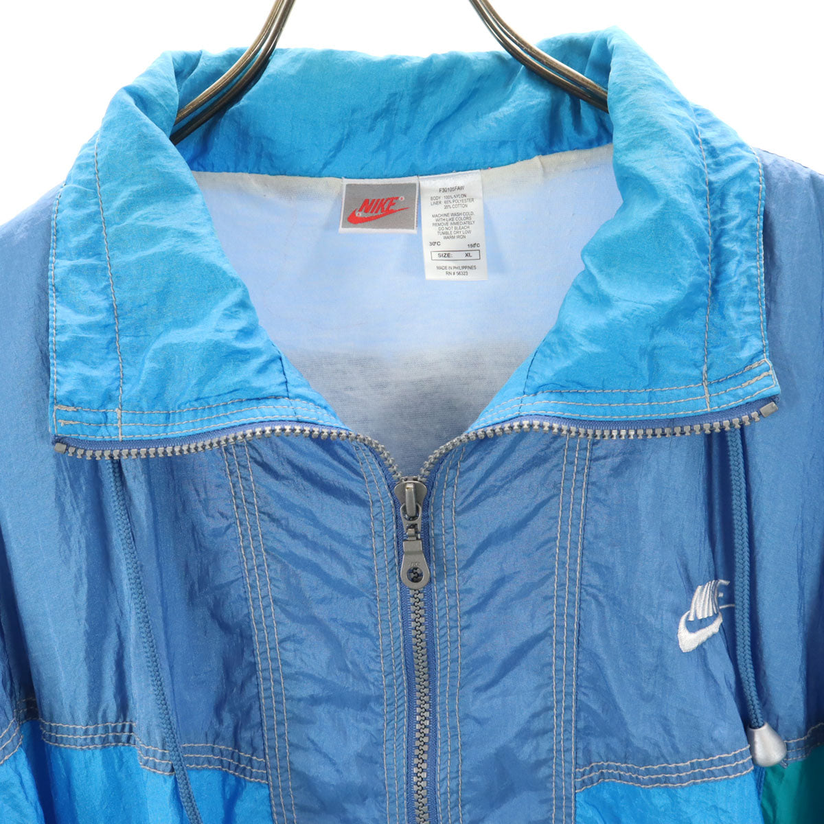 NIKE ナイキ 90s オールド 銀タグ バックロゴ ナイロンジャケット XL ブルー系 メンズ