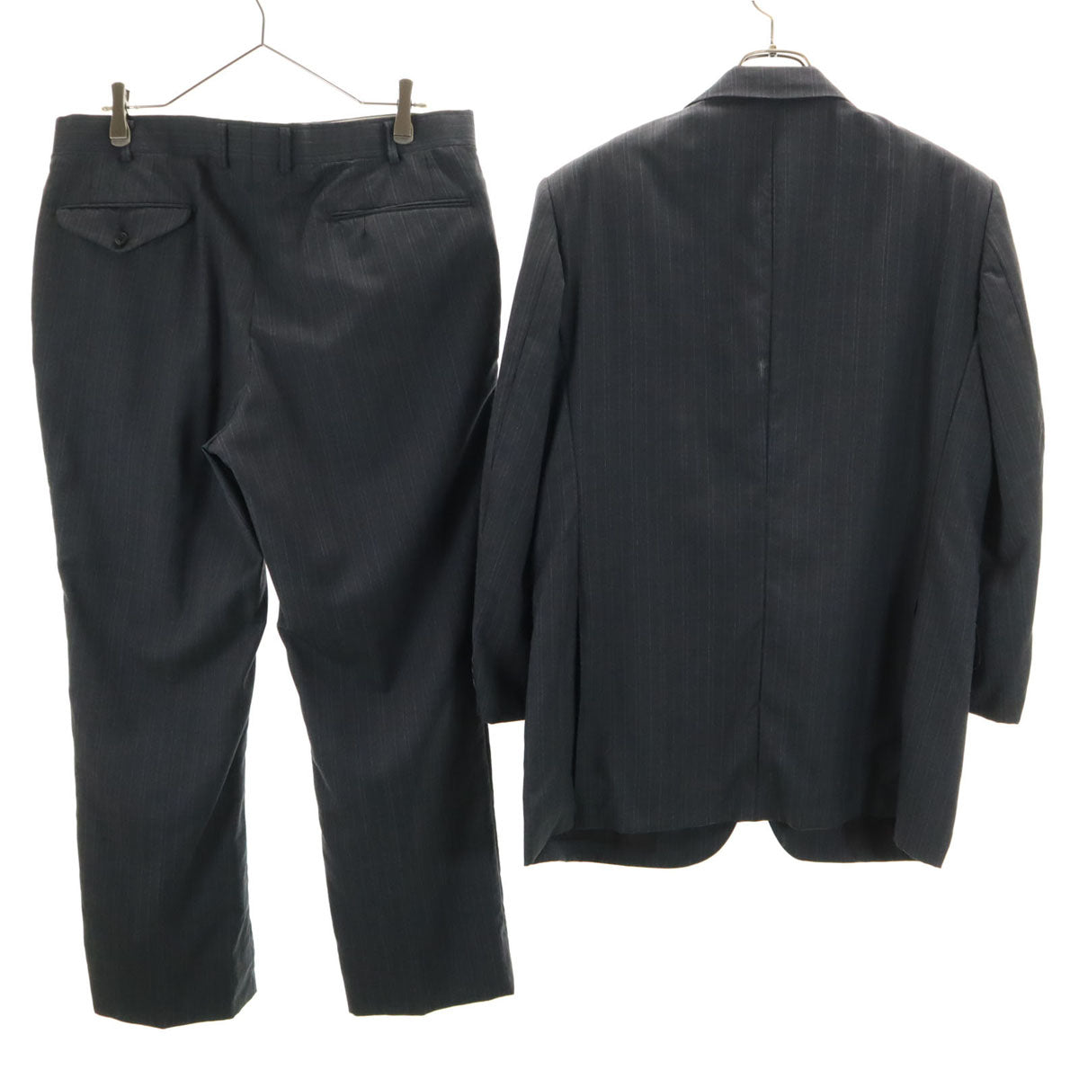 BURBERRY LONDON バーバリーロンドン 日本製 ストライプ柄 スーツ 上下 セットアップ BB5/BB4 チャコールグレー 三陽商会 カバー付き メンズ