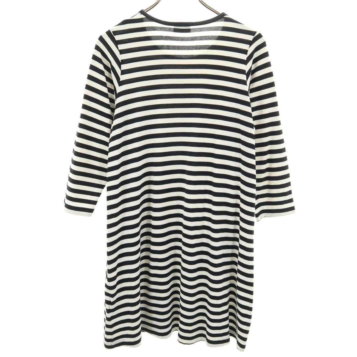 marimekko マリメッコ フィンランド製 ボーダー柄 長袖 天竺 ワンピース 160 ホワイト キッズ