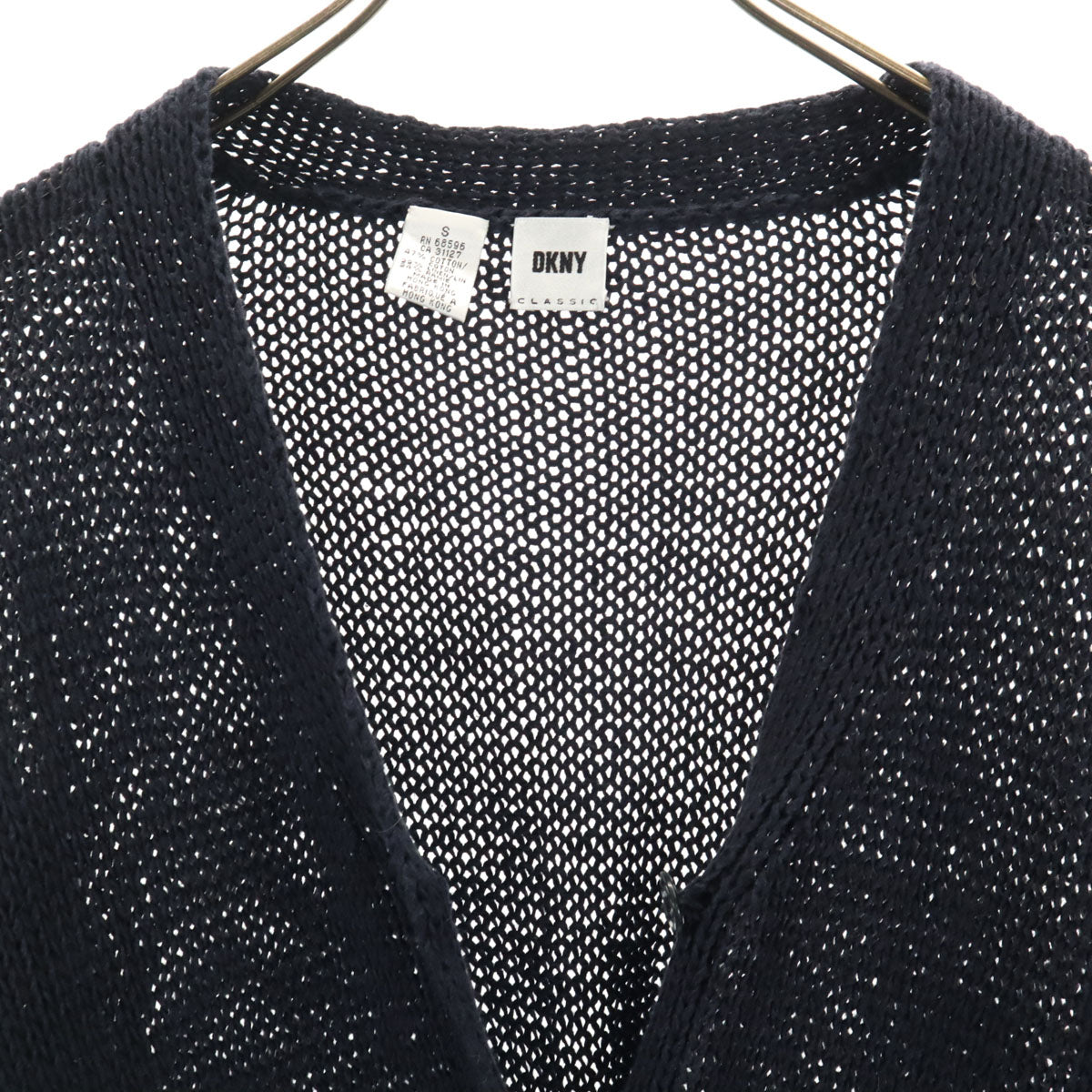DKNY CLASSIC ダナキャランニューヨーク クラシック 90s オールド 長袖 Vネック ニットカーディガン S ネイビー レディース