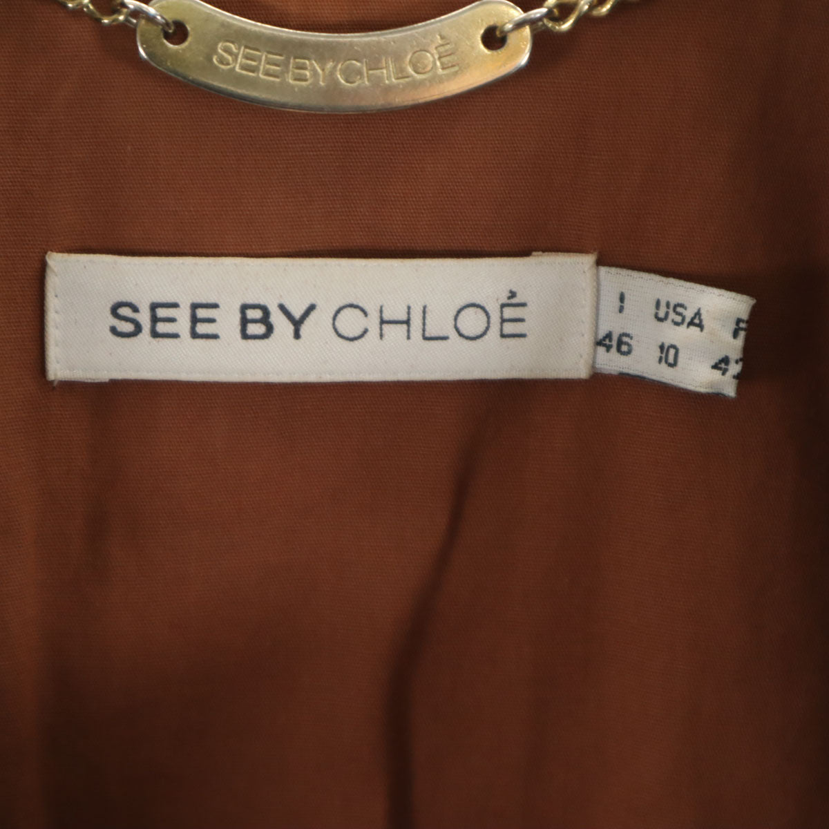 SEE BY CHLOE シーバイクロエ 羊革 レザージャケット 46 ブラウン レディース