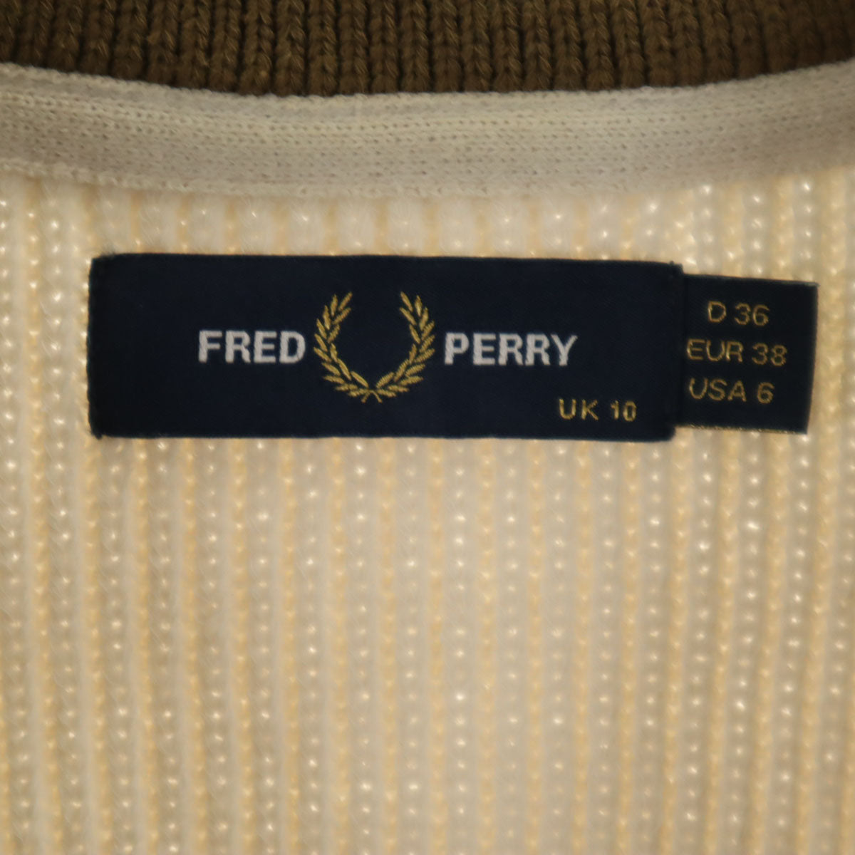 FRED PERRY フレッドペリー 長袖 ニットカーディガン 10 ベージュ レディース