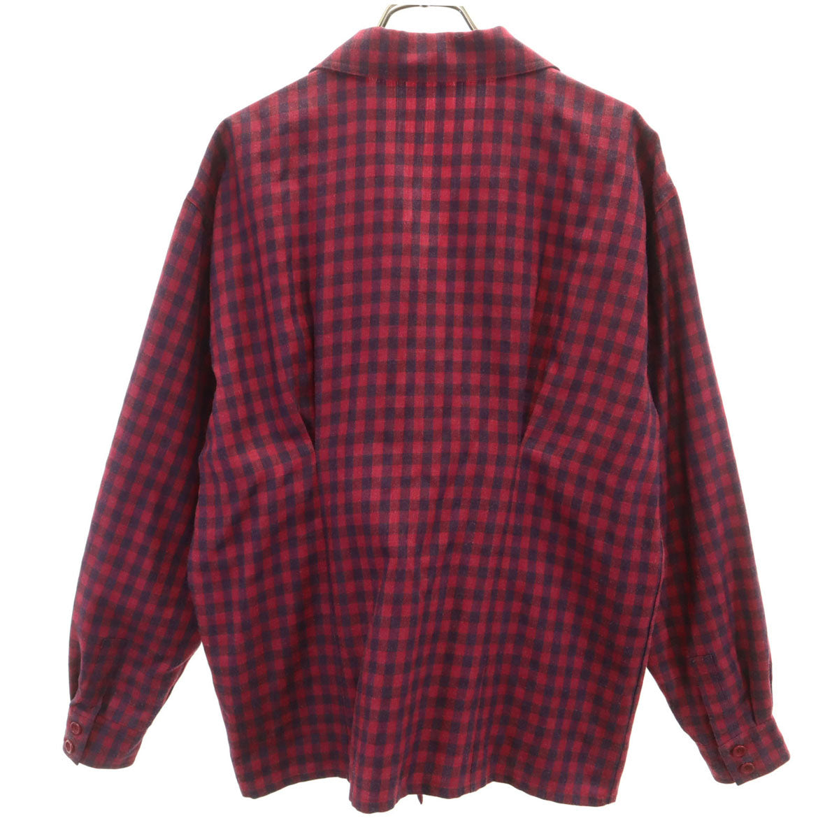 Christian Dior PRET-A-PORTER クリスチャンディオール プレタポルテ 90s オールド チェック柄 ダブルブレスト シャツジャケット L ワインレッド レディース