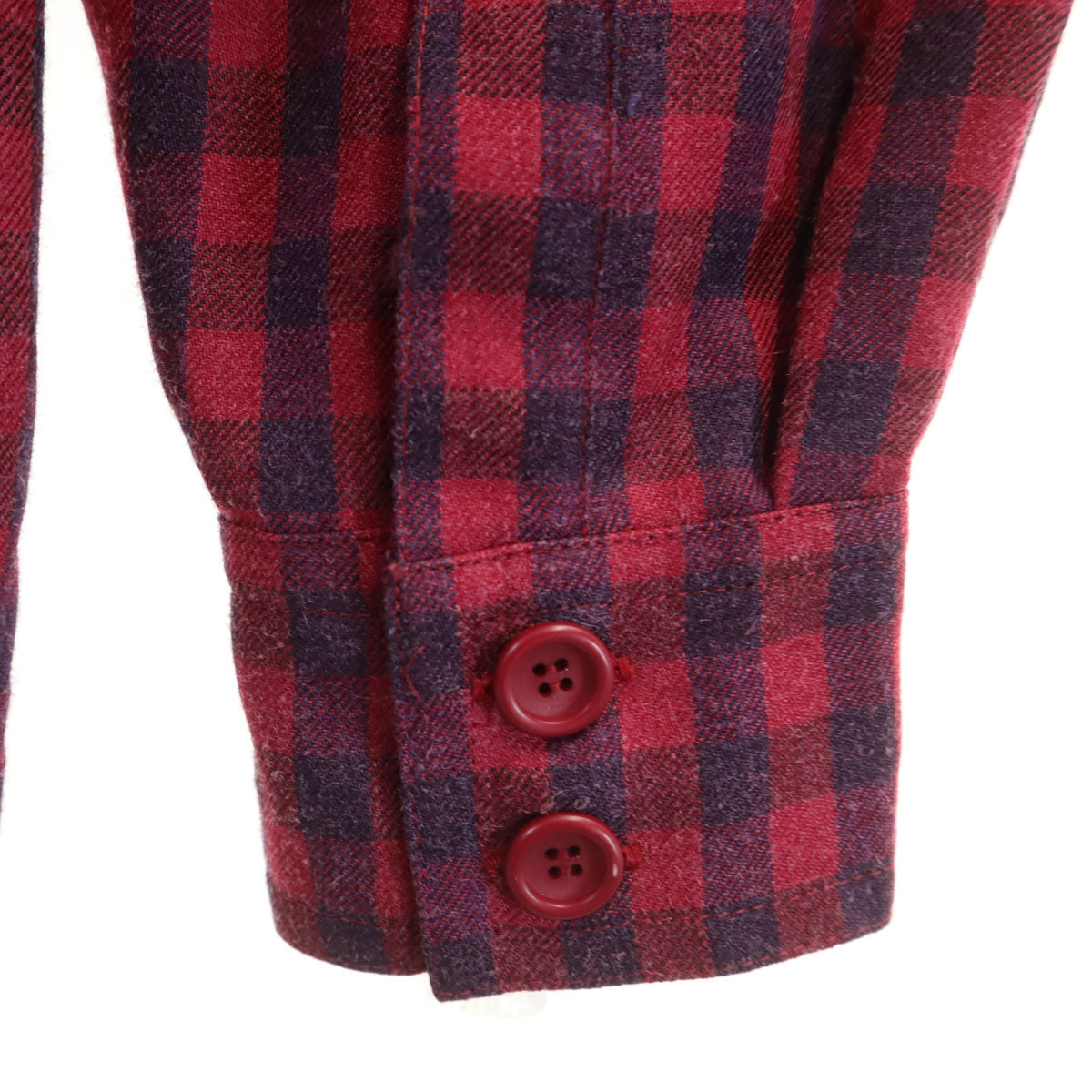 Christian Dior PRET-A-PORTER クリスチャンディオール プレタポルテ 90s オールド チェック柄 ダブルブレスト シャツジャケット L ワインレッド レディース