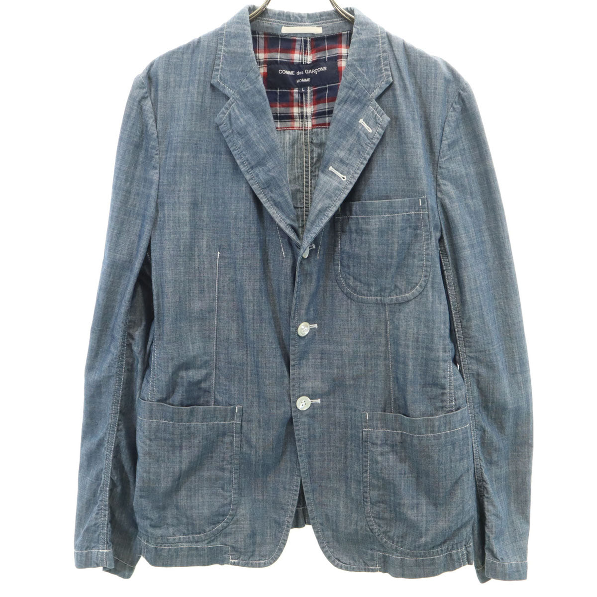 COMME des GARCONS HOMME コムデギャルソンオム 2009年 日本製 シャンブレー テーラードジャケット L ネイビー メンズ