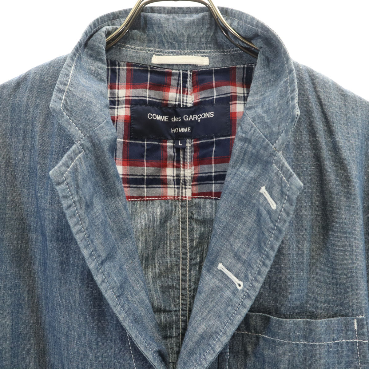 COMME des GARCONS HOMME コムデギャルソンオム 2009年 日本製 シャンブレー テーラードジャケット L ネイビー メンズ