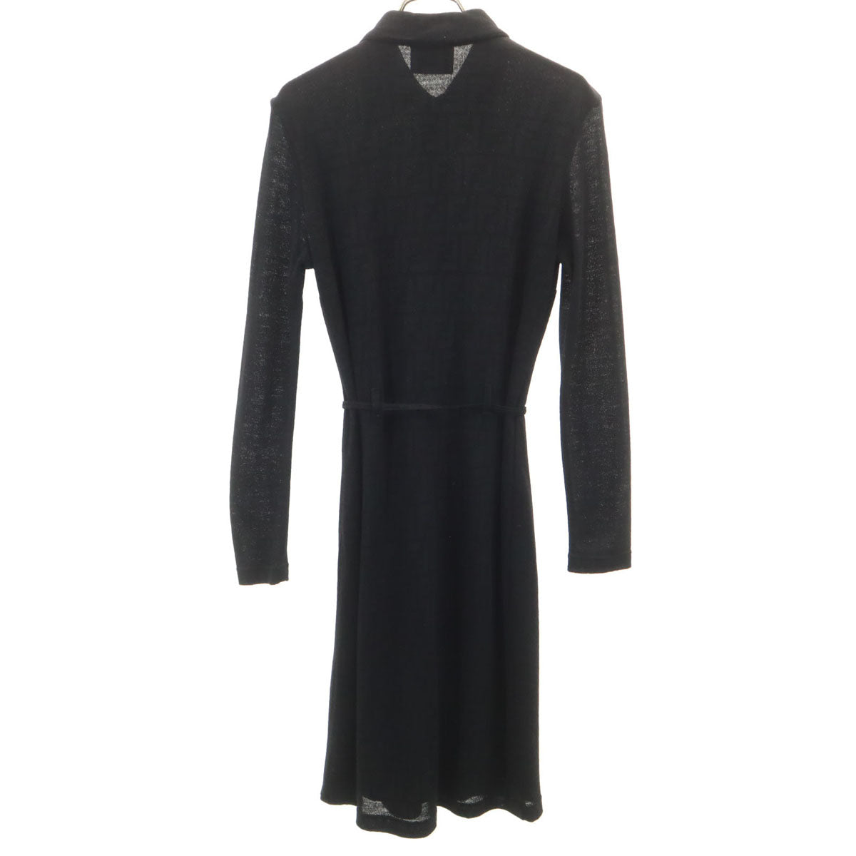 FENDI JEANS フェンディ ジーンズ イタリア製 ズッカ柄 長袖 ポロ ワンピース 44 ブラック レディース