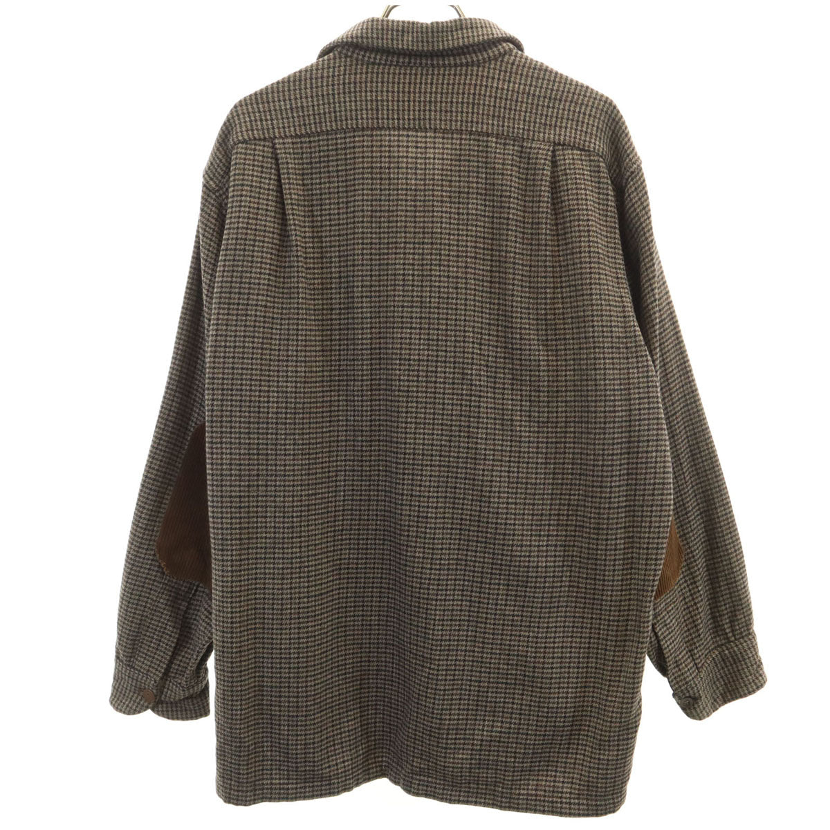 PENDLETON ペンドルトン 60s ヴィンテージ ハウンドトゥース柄 長袖 オープンカラー ウールシャツ L ブラウン 千鳥格子 メンズ