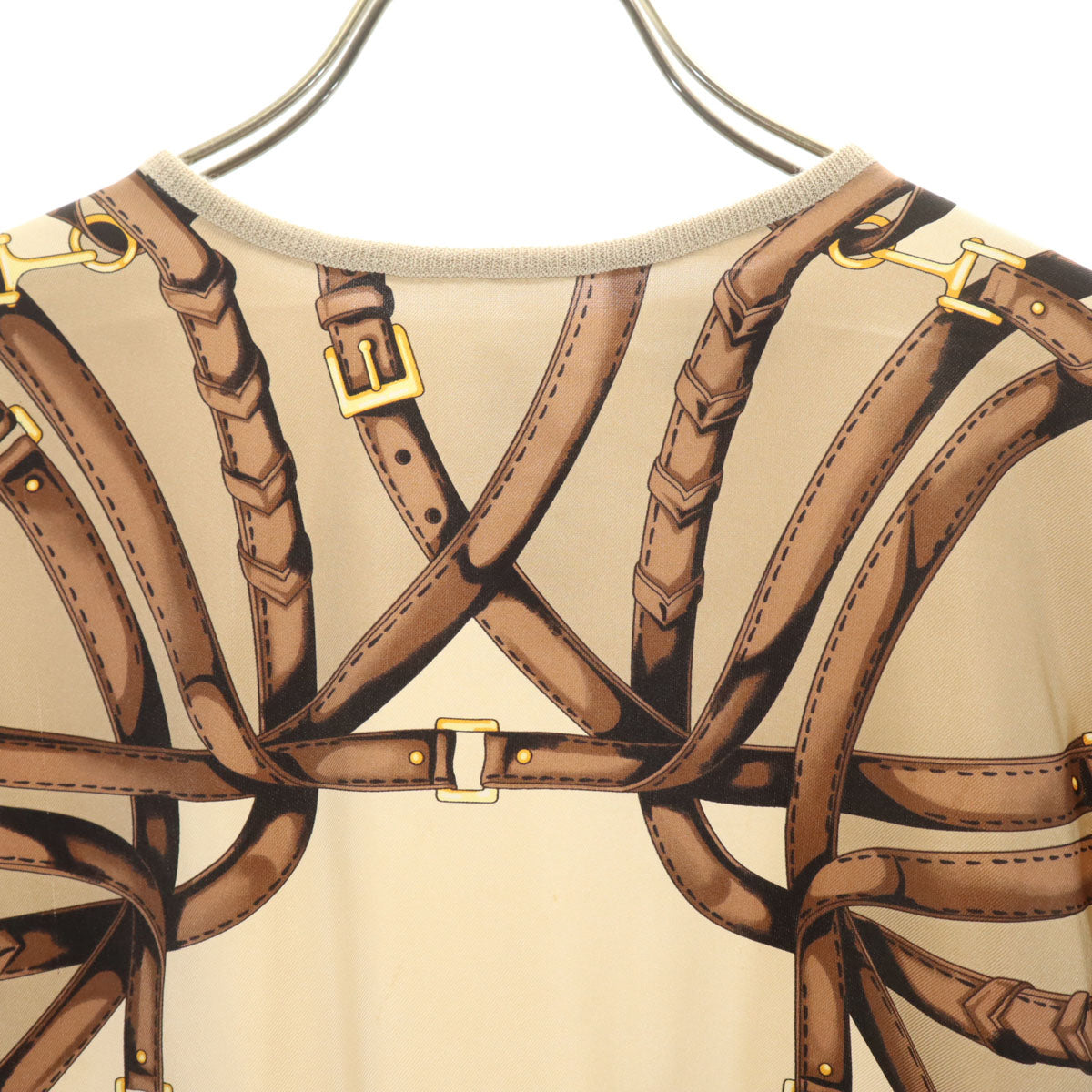 Herno ヘルノ イタリア製 カシミヤ シルクブレンド スカーフ柄 長袖 ニット 40 ベージュ レディース