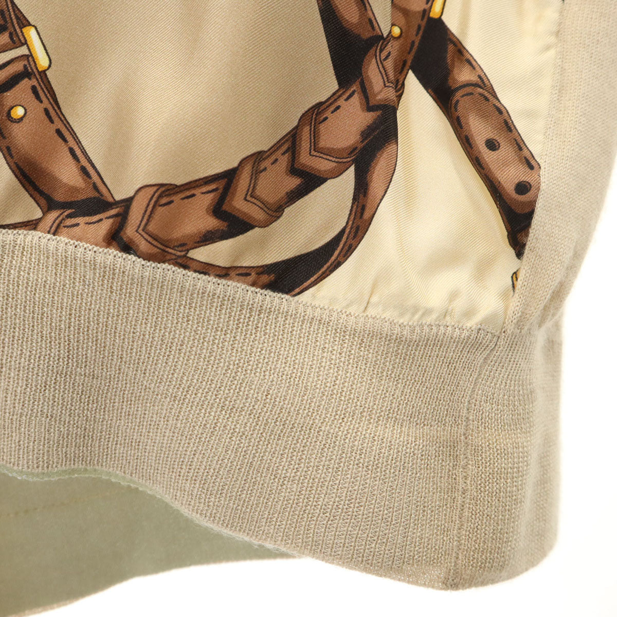 Herno ヘルノ イタリア製 カシミヤ シルクブレンド スカーフ柄 長袖 ニット 40 ベージュ レディース