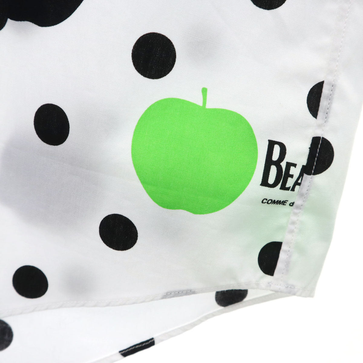 未使用 COMME des GARCONS コムデギャルソン 2015年 THE BEATLES ビートルズ コラボ 日本製 アップルドット柄 長袖 ボタンダウンシャツ L ホワイト メンズ