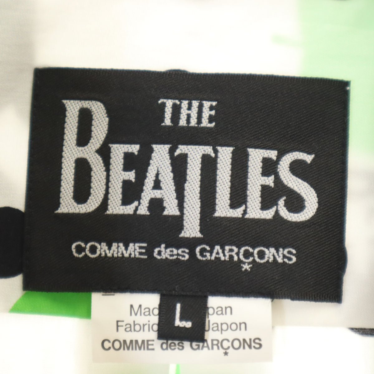 未使用 COMME des GARCONS コムデギャルソン 2015年 THE BEATLES ビートルズ コラボ 日本製 アップルドット柄 長袖 ボタンダウンシャツ L ホワイト メンズ