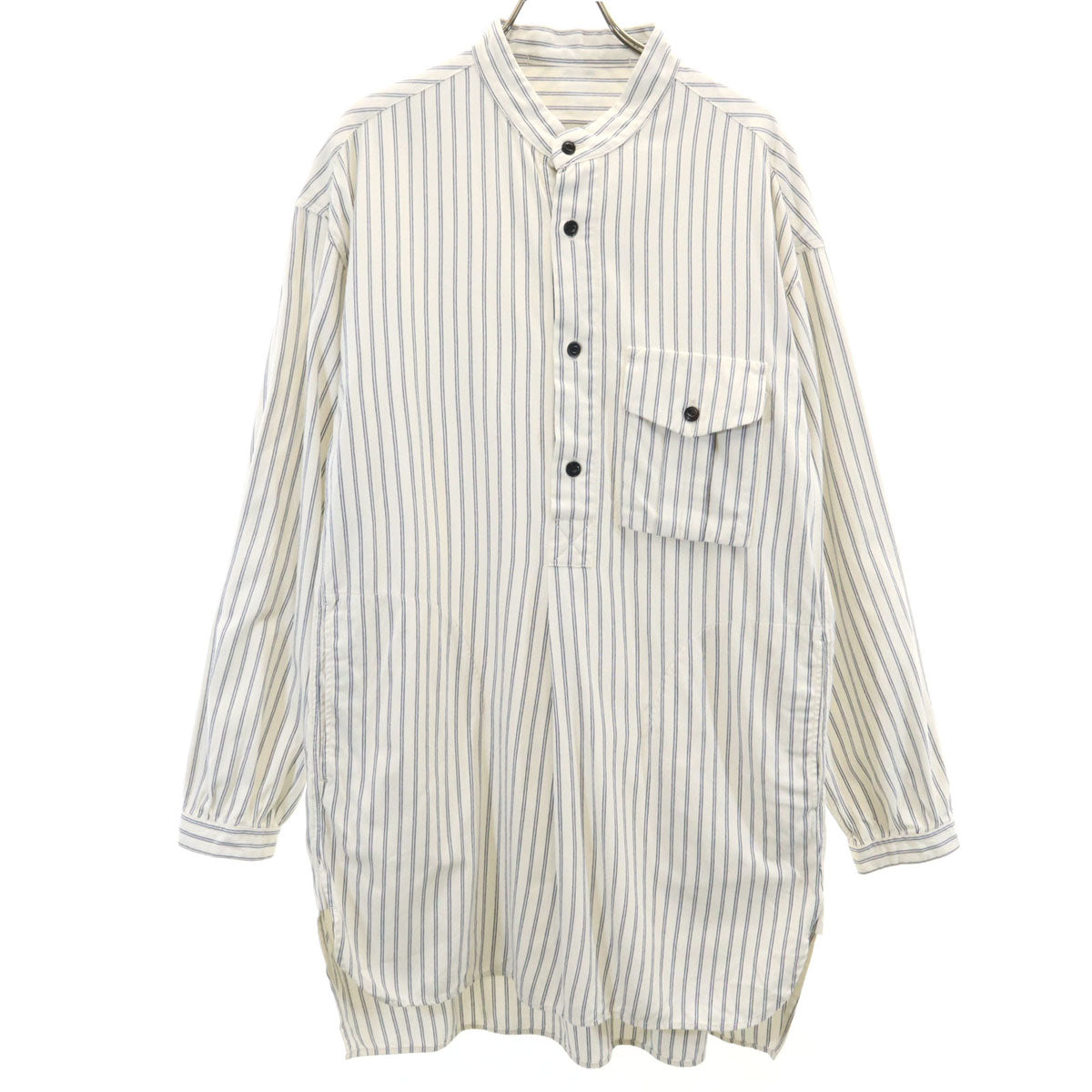 snowpeak スノーピーク TAKIBI 焚 ストライプ柄 長袖 シャツワンピース M ホワイト アウトドア レディース