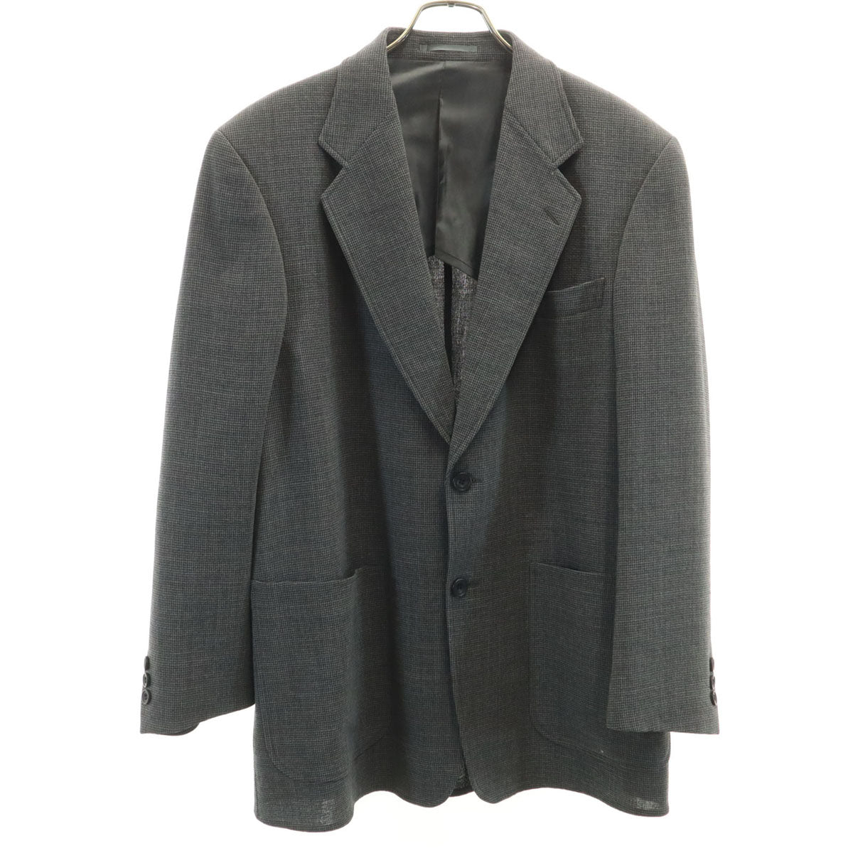 LANVIN CLASSIQUE ランバン クラシック 90s オールド チェック柄 テーラードジャケット 48-35 グレー メンズ