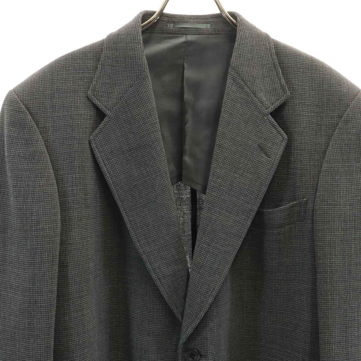 LANVIN CLASSIQUE ランバン クラシック 90s オールド チェック柄 テーラードジャケット 48-35 グレー メンズ