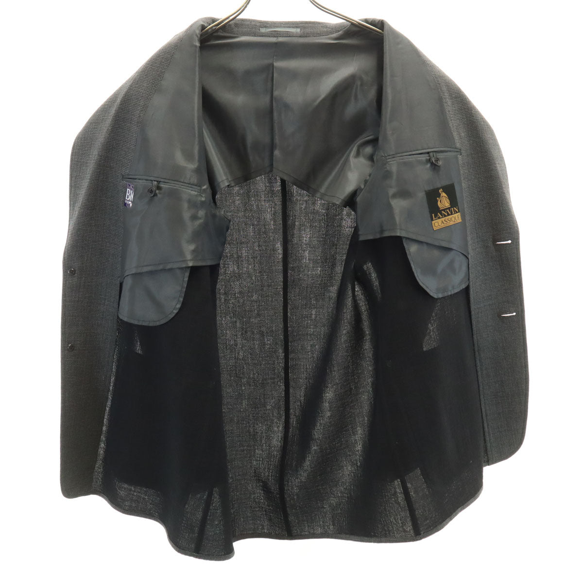 LANVIN CLASSIQUE ランバン クラシック 90s オールド チェック柄 テーラードジャケット 48-35 グレー メンズ