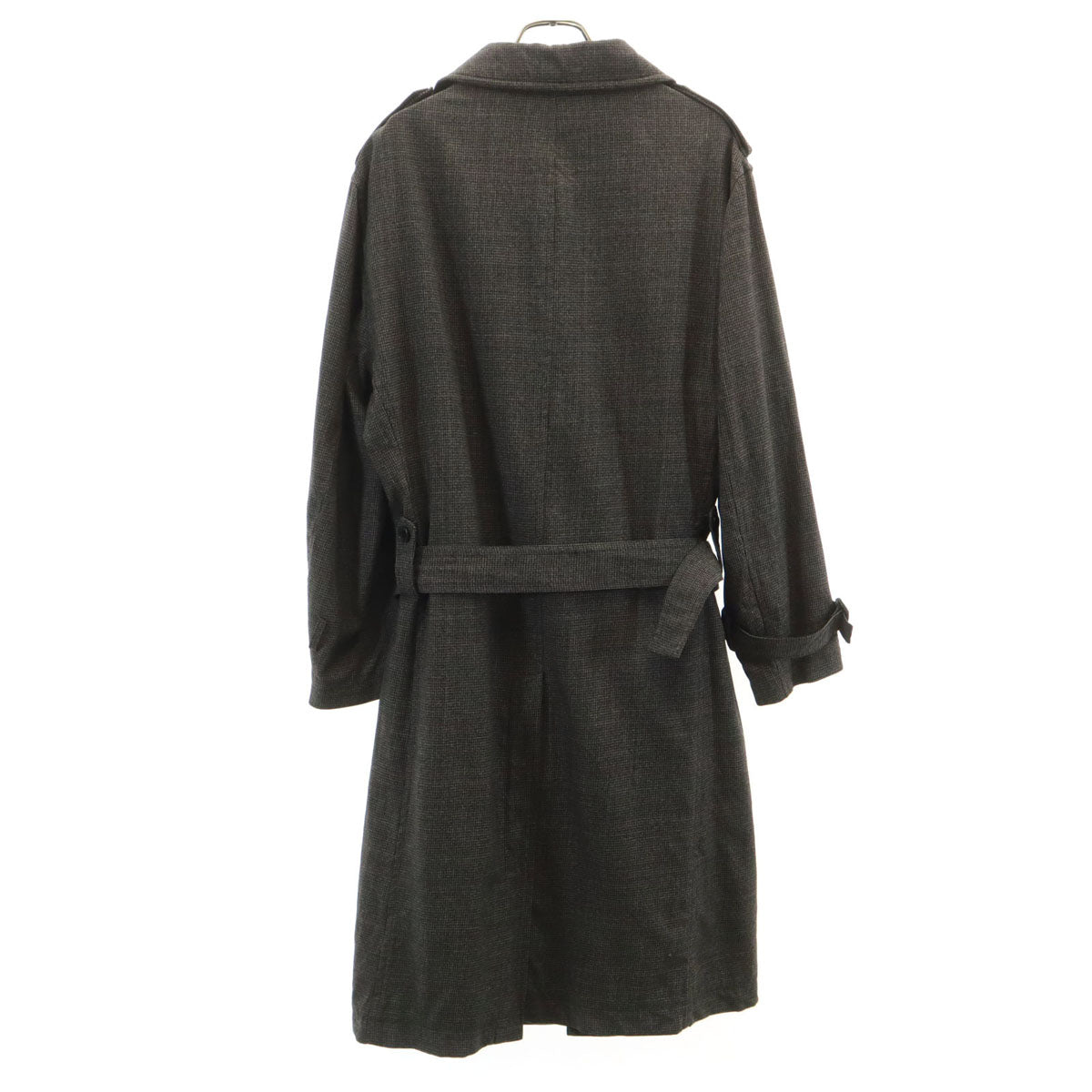 Y’s for men ワイズフォーメン 日本製 ハウンドトゥース柄 トレンチコート 4 チャコールグレー ヨウジヤマモト 千鳥格子 メンズ