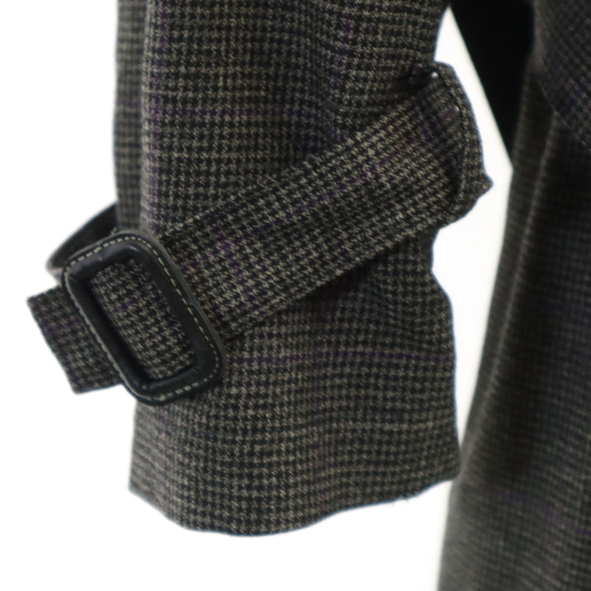 Y’s for men ワイズフォーメン 日本製 ハウンドトゥース柄 トレンチコート 4 チャコールグレー ヨウジヤマモト 千鳥格子 メンズ