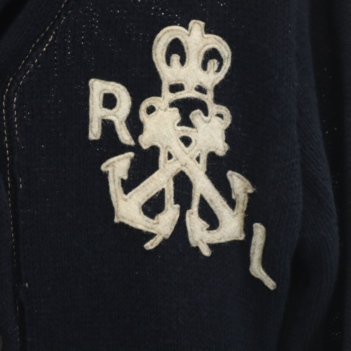 RALPH LAUREN ラルフローレン リネンブレンド 長袖 ショールカラー ニットカーディガン M ネイビー インパクト21 レディース
