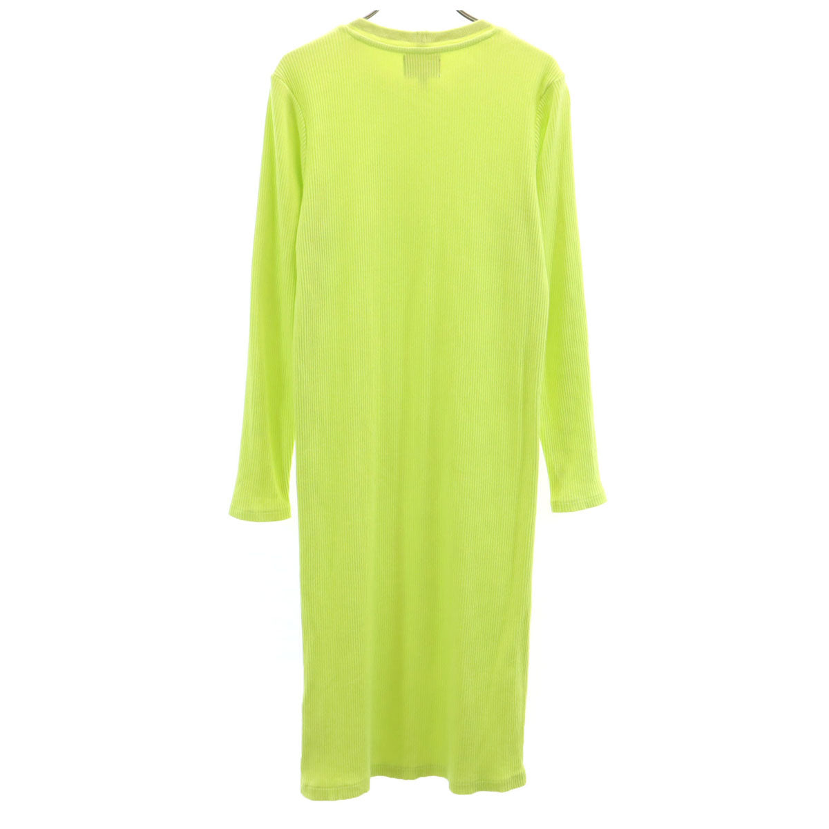 STUSSY ステューシー 長袖 リブニット ワンピース S ネオンイエロー レディース