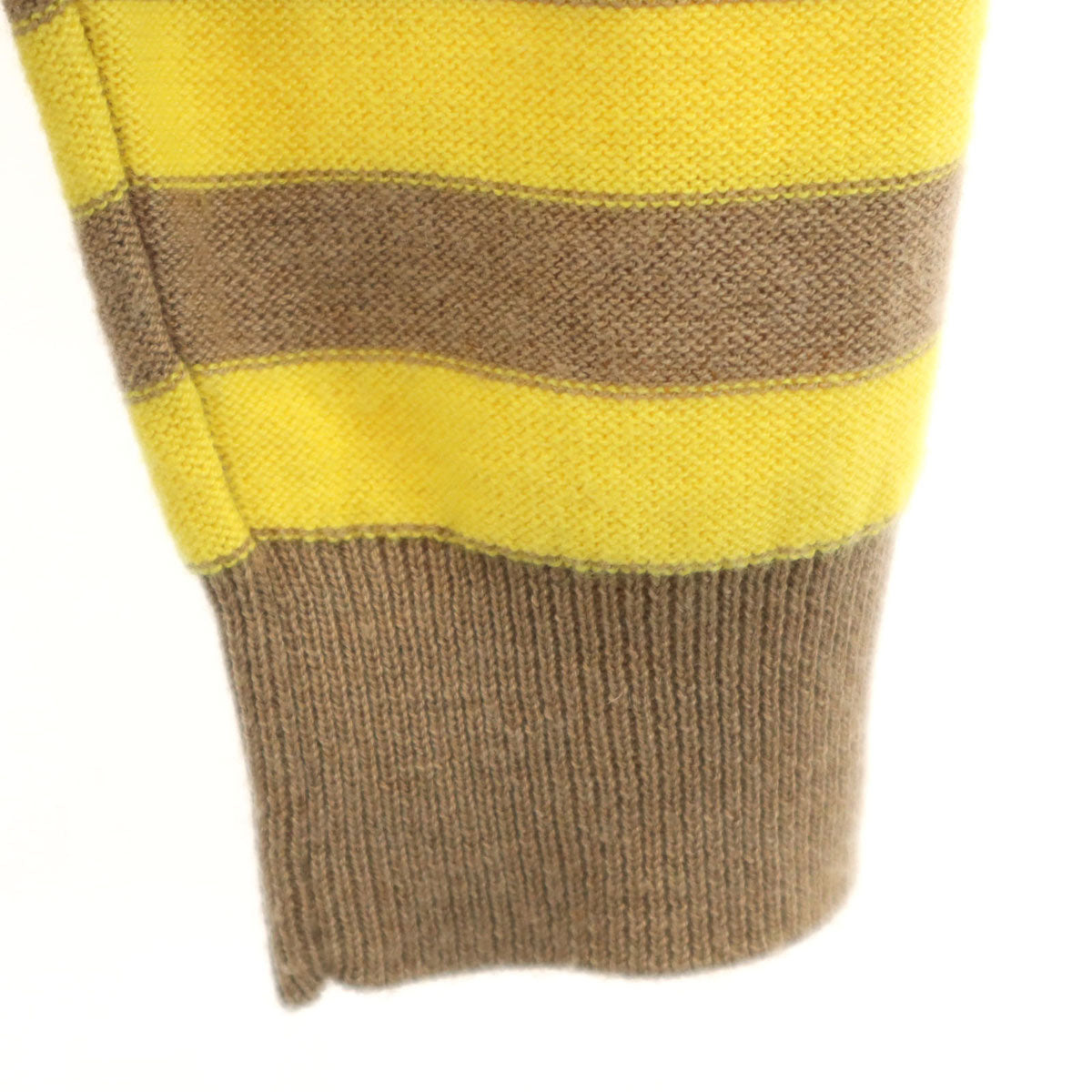 LANVIN en Bleu ランバンオンブルー ボーダー柄 長袖 ニットカーディガン 38 イエロー レディース