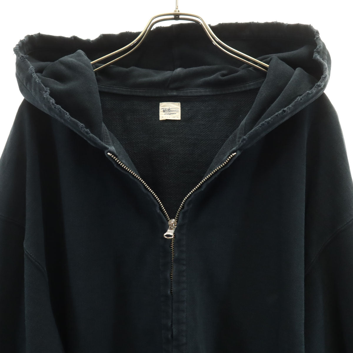 Ron Herman ロンハーマン 日本製 長袖 ヴィンテージ加工 スウェット ジップパーカー XL ブラック メンズ