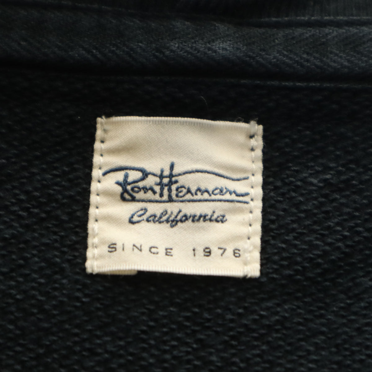 Ron Herman ロンハーマン 日本製 長袖 ヴィンテージ加工 スウェット ジップパーカー XL ブラック メンズ