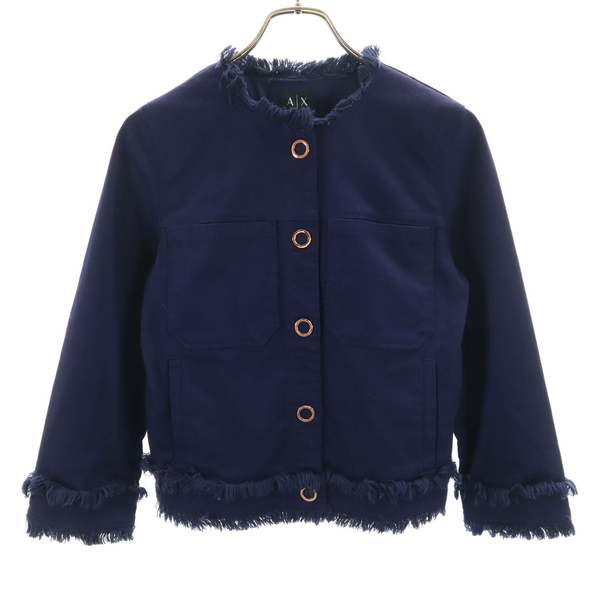 ARMANI EXCHANGE アルマーニエクスチェンジ ノーカラージャケット 4 ネイビー レディース