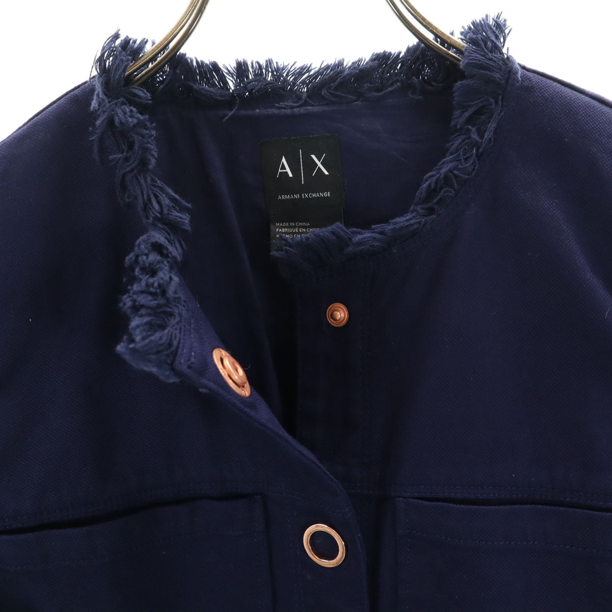 ARMANI EXCHANGE アルマーニエクスチェンジ ノーカラージャケット 4 ネイビー レディース