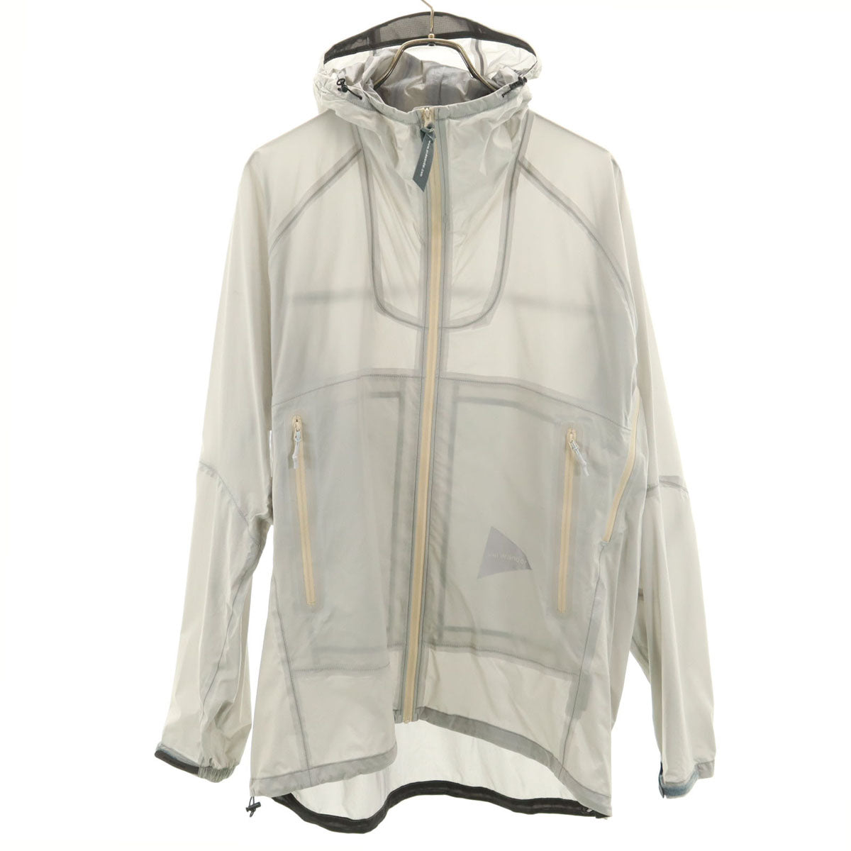 and wander アンドワンダー レインジャケット XL グレー 収納袋付き メンズ