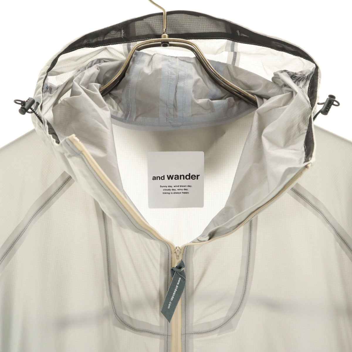 and wander アンドワンダー レインジャケット XL グレー 収納袋付き メンズ