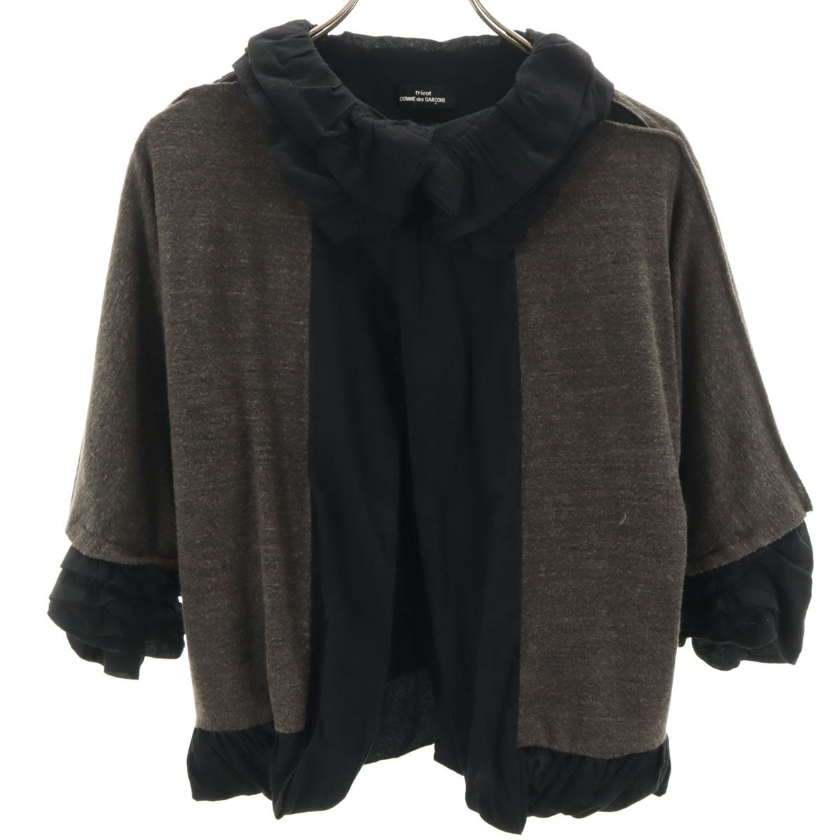 tricot COMME des GARCONS トリココムデギャルソン 2008年 日本製 7分袖 レイヤード カーディガン チャコール レディース