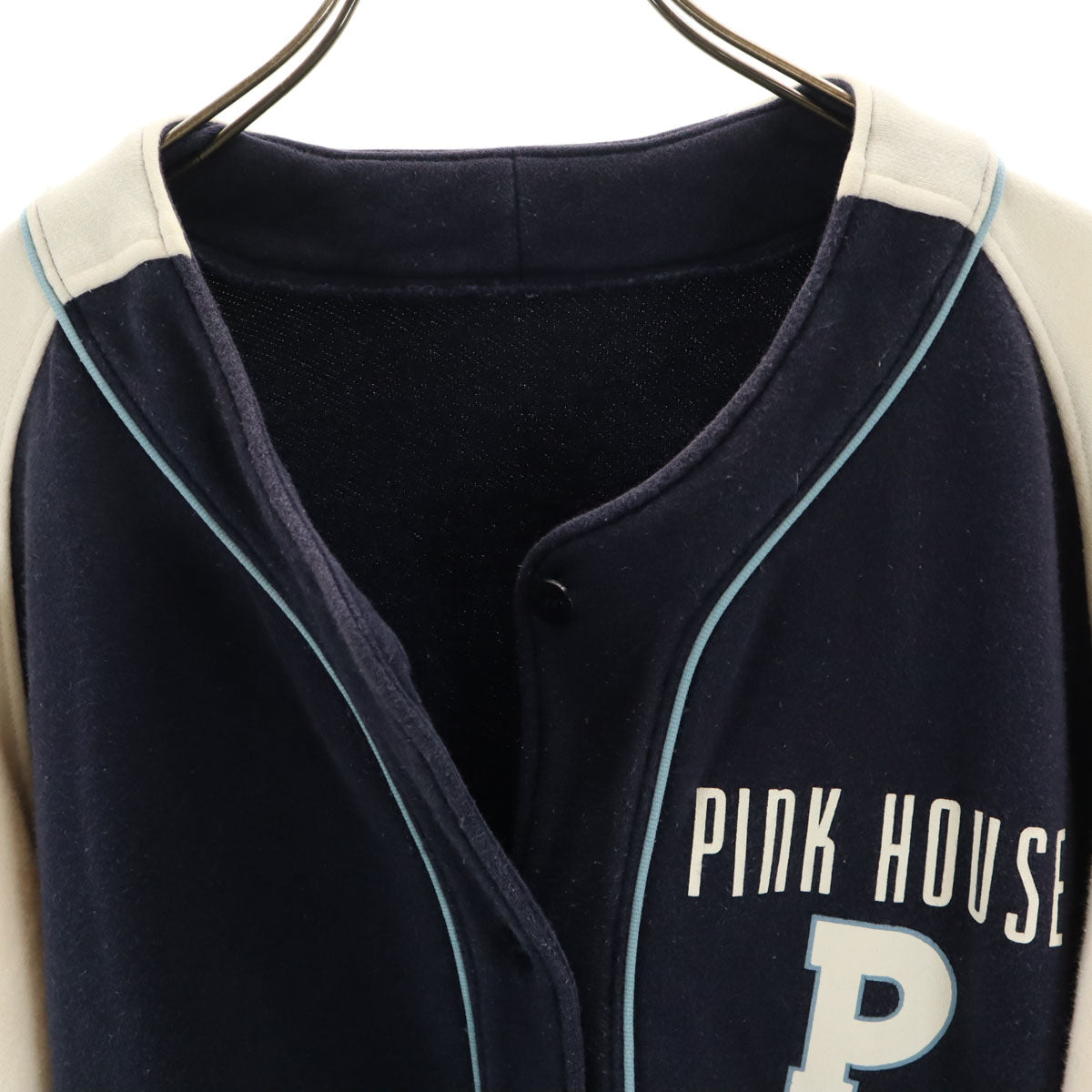 PINK HOUSE ピンクハウス 日本製 長袖 ベースボール スウェット カーディガン M ネイビー レディース