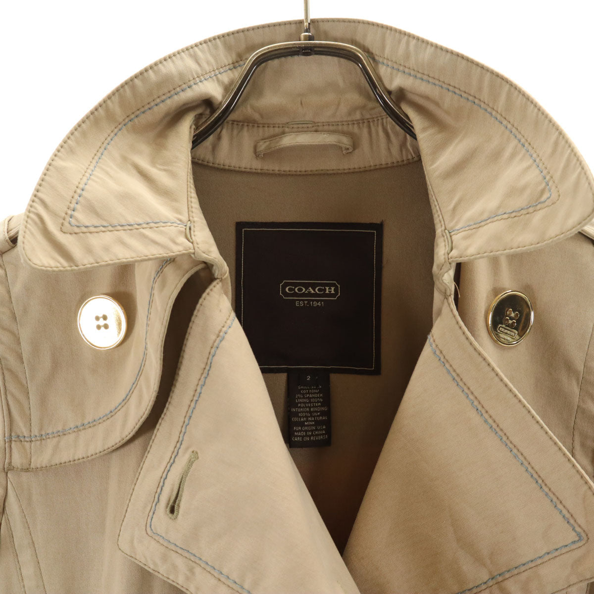 COACH コーチ トレンチコート 2 ベージュ レディース