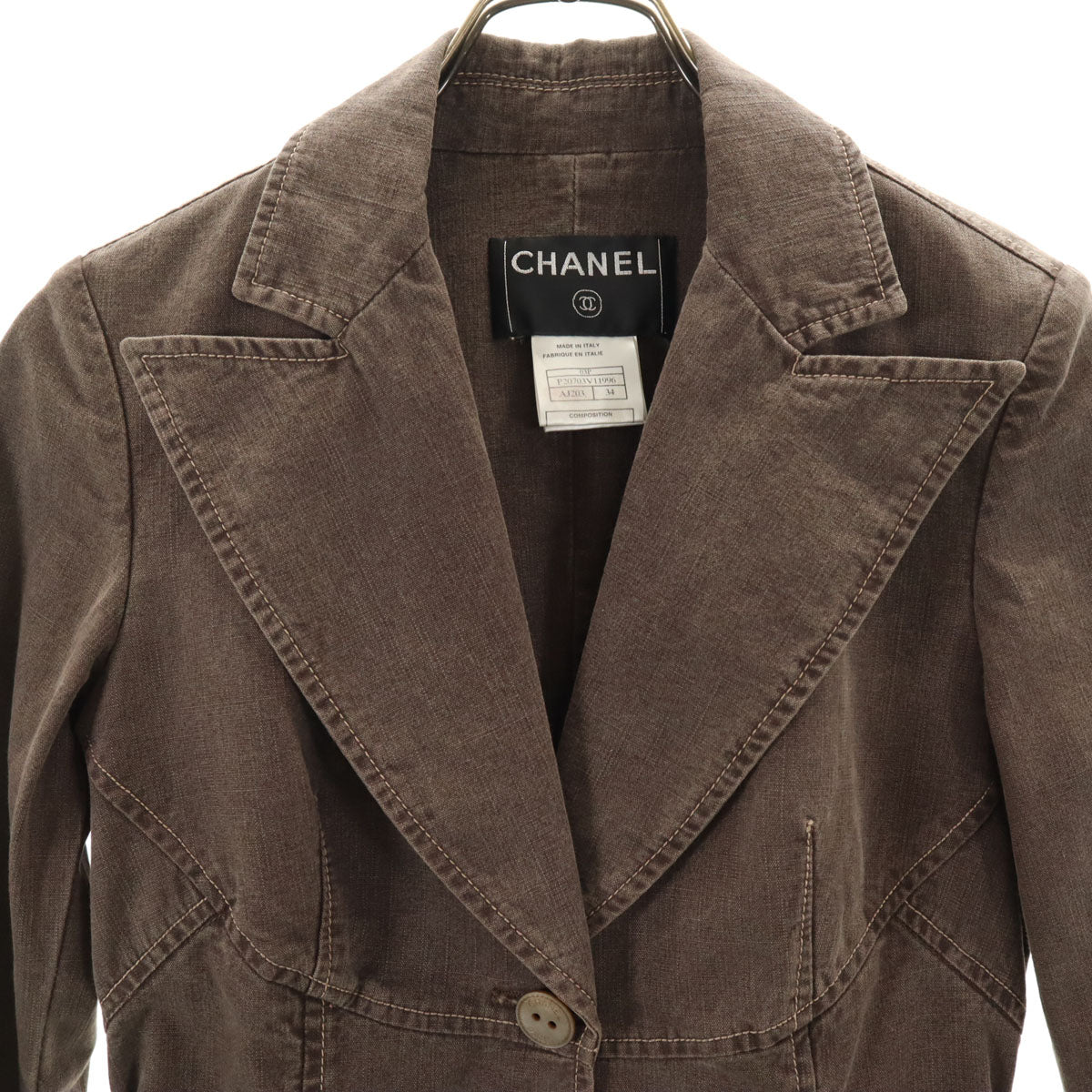 CHANEL シャネル イタリア製 P20703V11996 コットンジャケット 34 ブラウン系 レディース