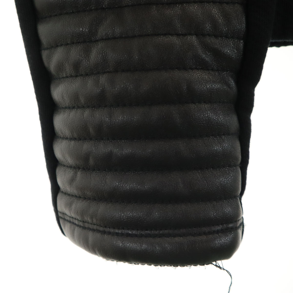 Emporio Armani エンポリオアルマーニ ポルトガル製 長袖 フェイクレザー切替 ジップパーカー L ブラック レディース