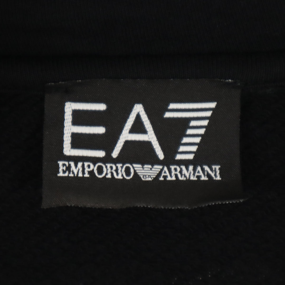 Emporio Armani エンポリオアルマーニ ポルトガル製 長袖 フェイクレザー切替 ジップパーカー L ブラック レディース