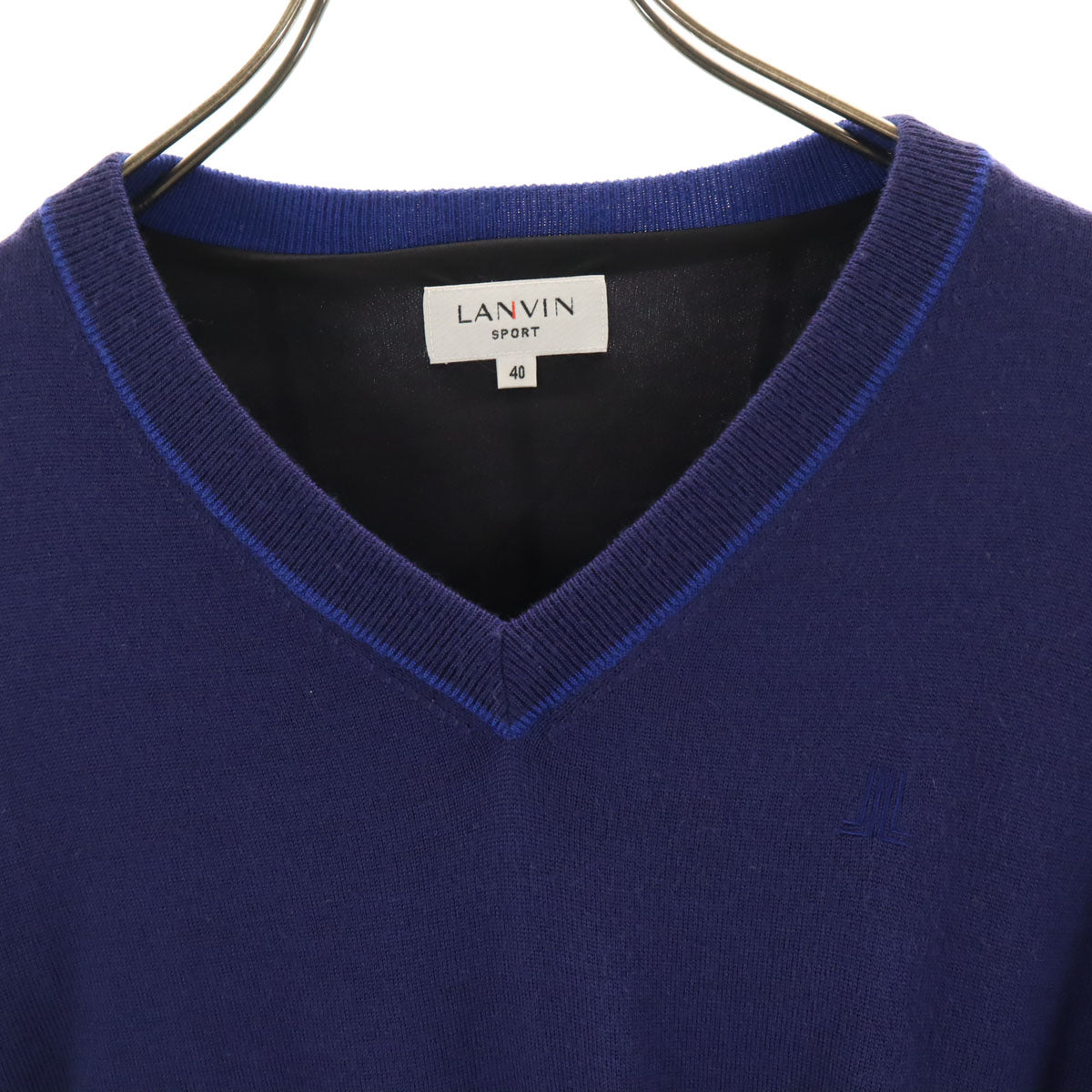LANVIN SPORT ランバンスポール 長袖 Vネック ニット 40 青紫 セーター レディース