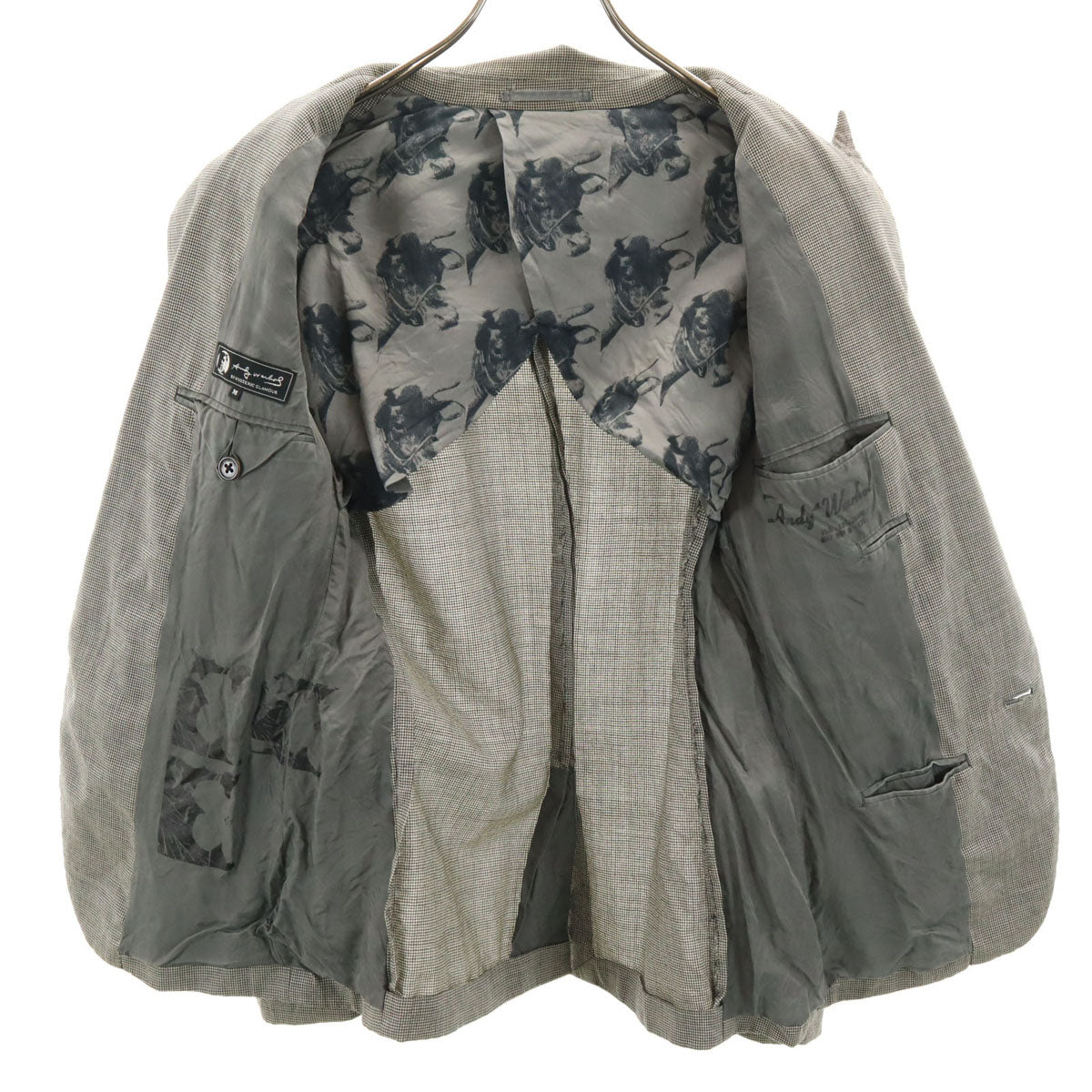 ANDY WARHOL BY HYSTERIC GLAMOUR アンディウォーホル バイ ヒステリックグラマー 日本製 ハウンドトゥース テーラードジャケット M ブラック 千鳥格子 メンズ