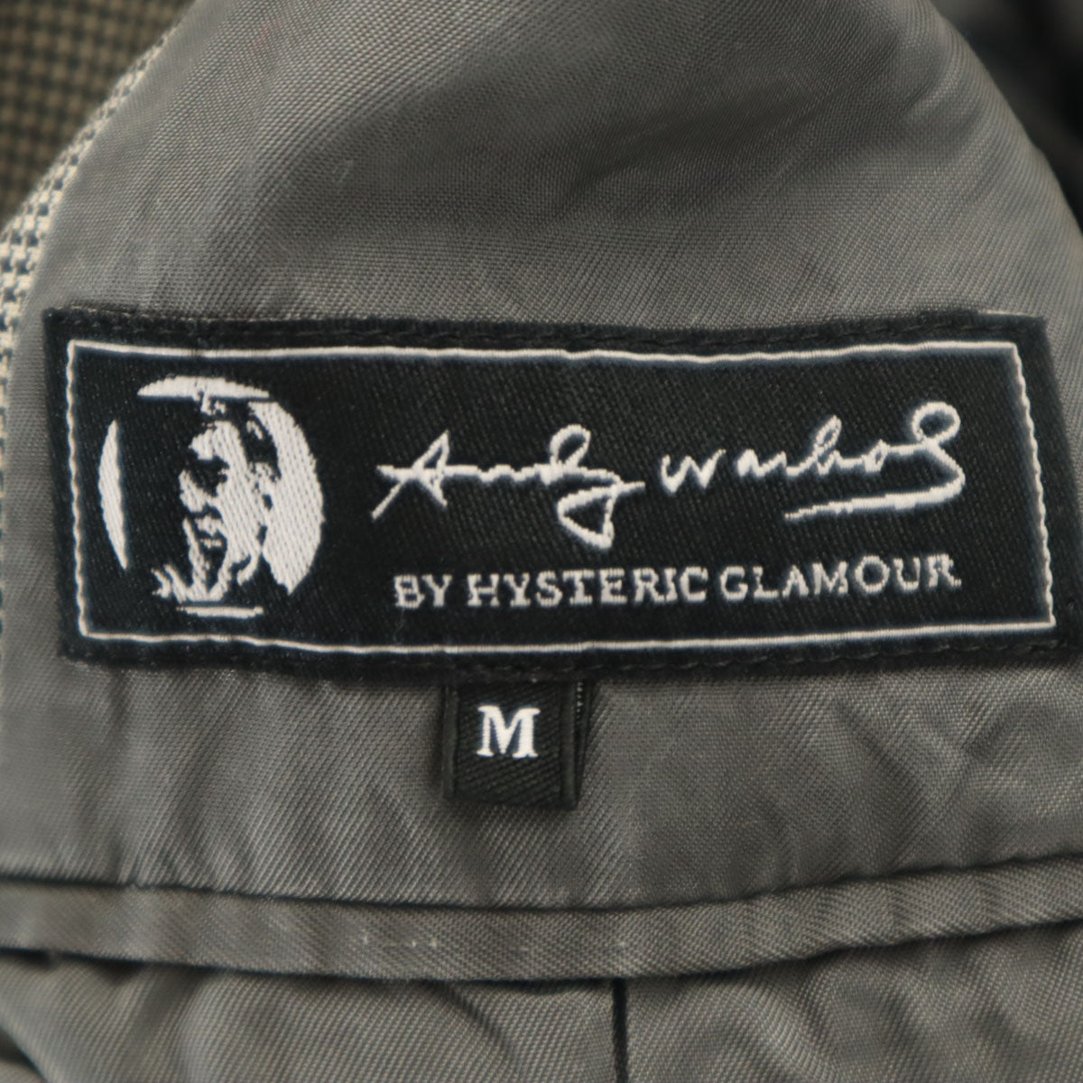 ANDY WARHOL BY HYSTERIC GLAMOUR アンディウォーホル バイ ヒステリックグラマー 日本製 ハウンドトゥース テーラードジャケット M ブラック 千鳥格子 メンズ
