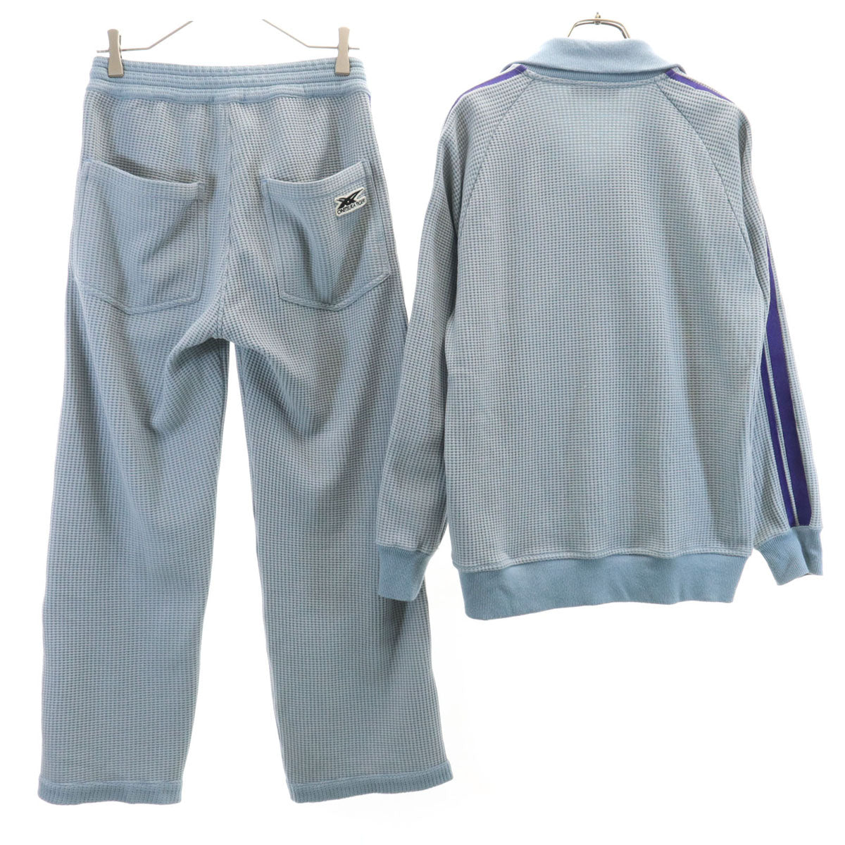 ONITSUKA TIGER オニツカタイガー ワッフル地 トラックジャケット 上下 セットアップ S/XS ブルーグレー ユニセックス メンズ