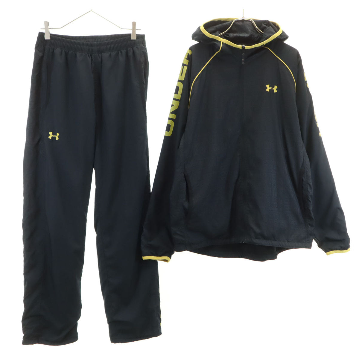 UNDER ARMOUR アンダーアーマー トレーニング ウインドブレーカー 上下 セットアップ LG/MD ブラック 裏トリコット メンズ