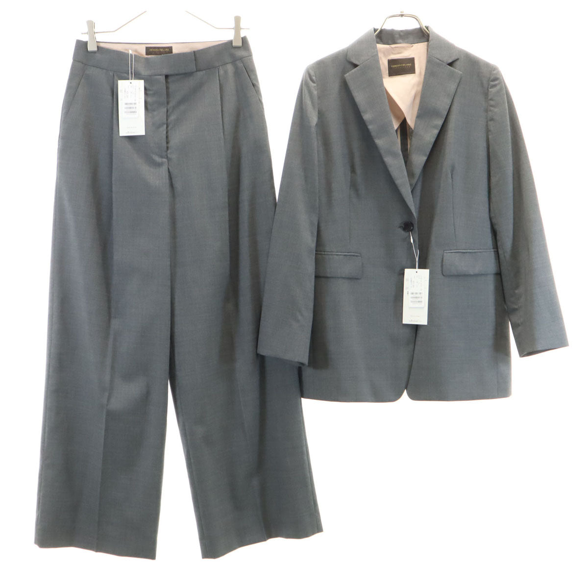 未使用 TOMORROWLAND collection トゥモローランド コレクション 日本製 パンツスーツ 上下 セットアップ 36 グレー レディース