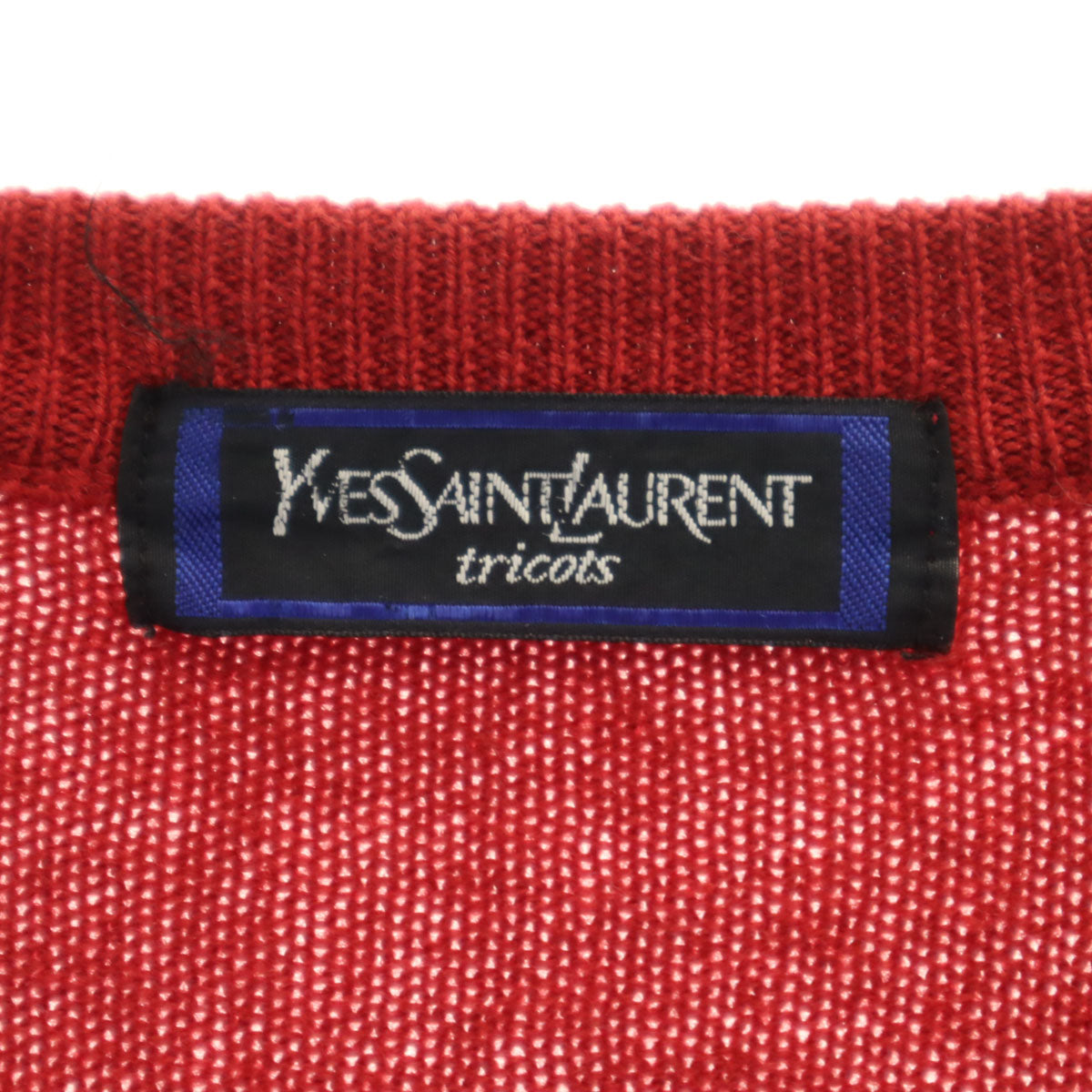 YVES SAINT LAURENT イヴサンローラン 90s オールド 長袖 Vネック ニットカーディガン L レッド レディース