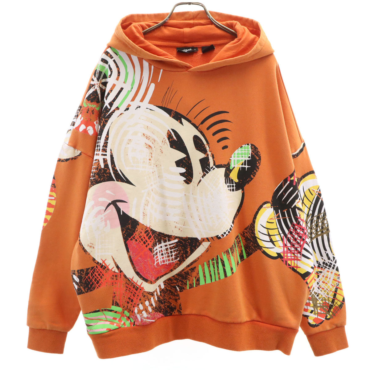 Desigual デシグアル DISNEY ディズニー コラボ ミッキーマウス 長袖 スウェットパーカー S オレンジ レディース