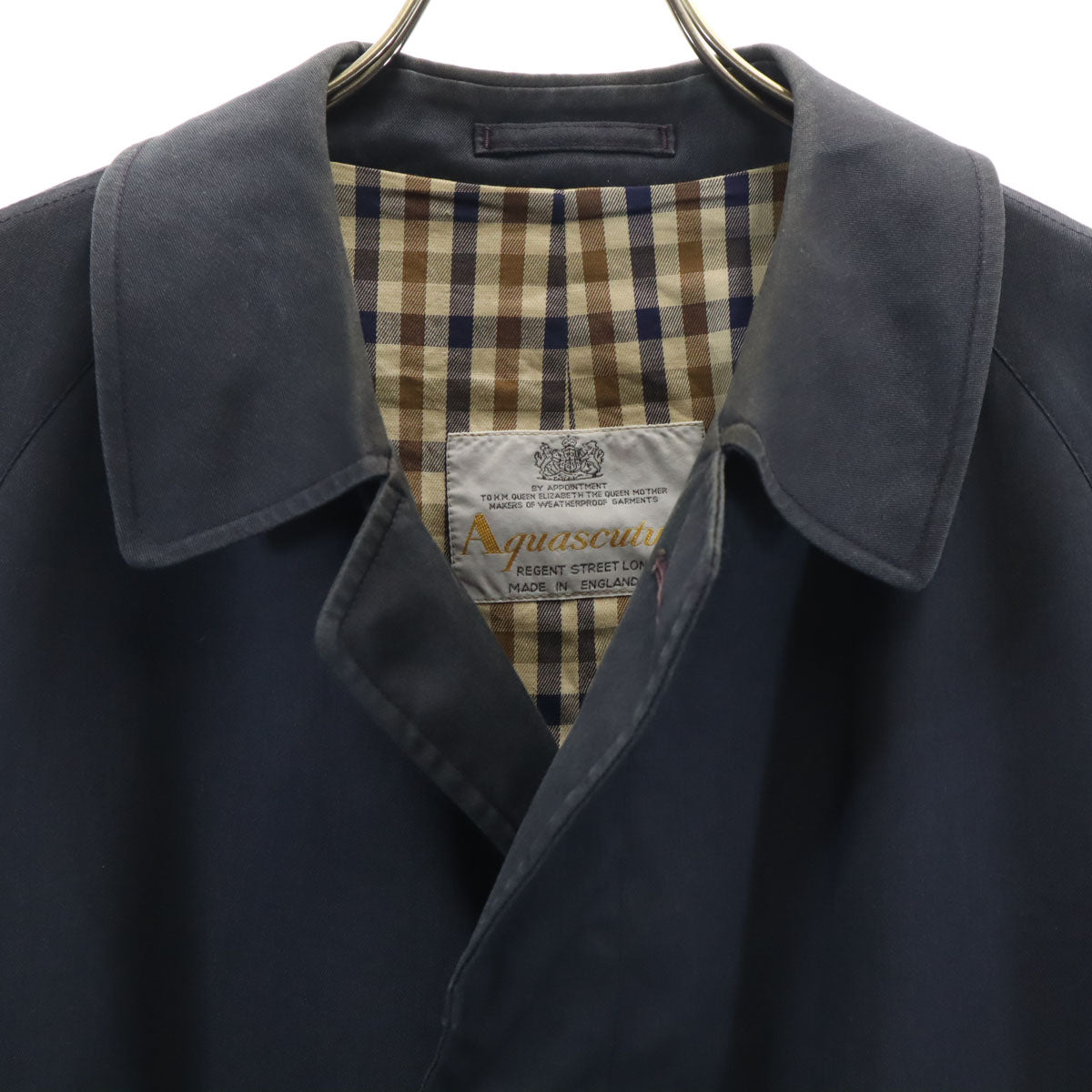 Aquascutum アクアスキュータム 80s ヴィンテージ ステンカラーコート ネイビー メンズ
