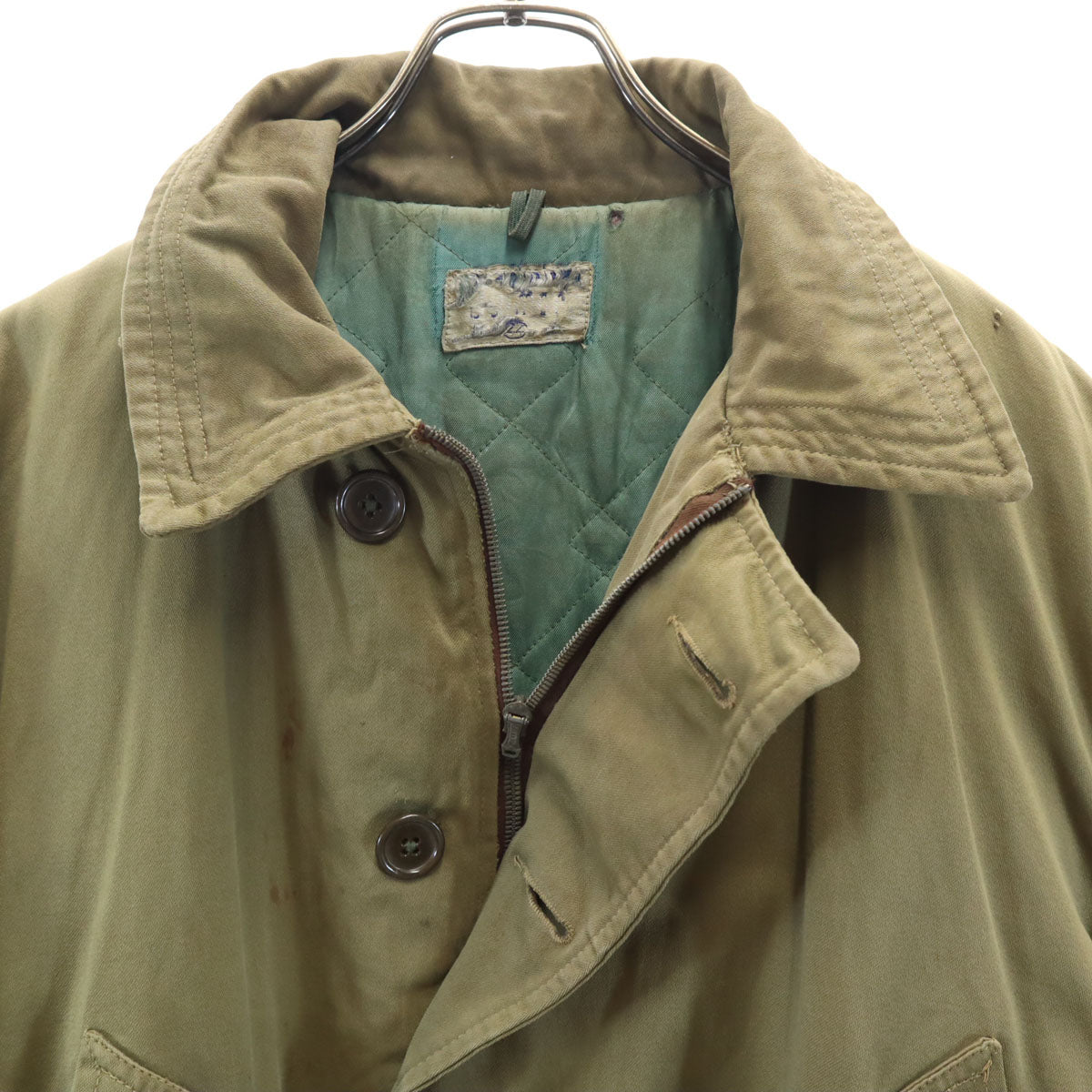 VINTAGE ヴィンテージ 40s 50s クラウンジップ バネクラ 民間品 B-9タイプ フライトジャケット カーキ フード欠損 メンズ