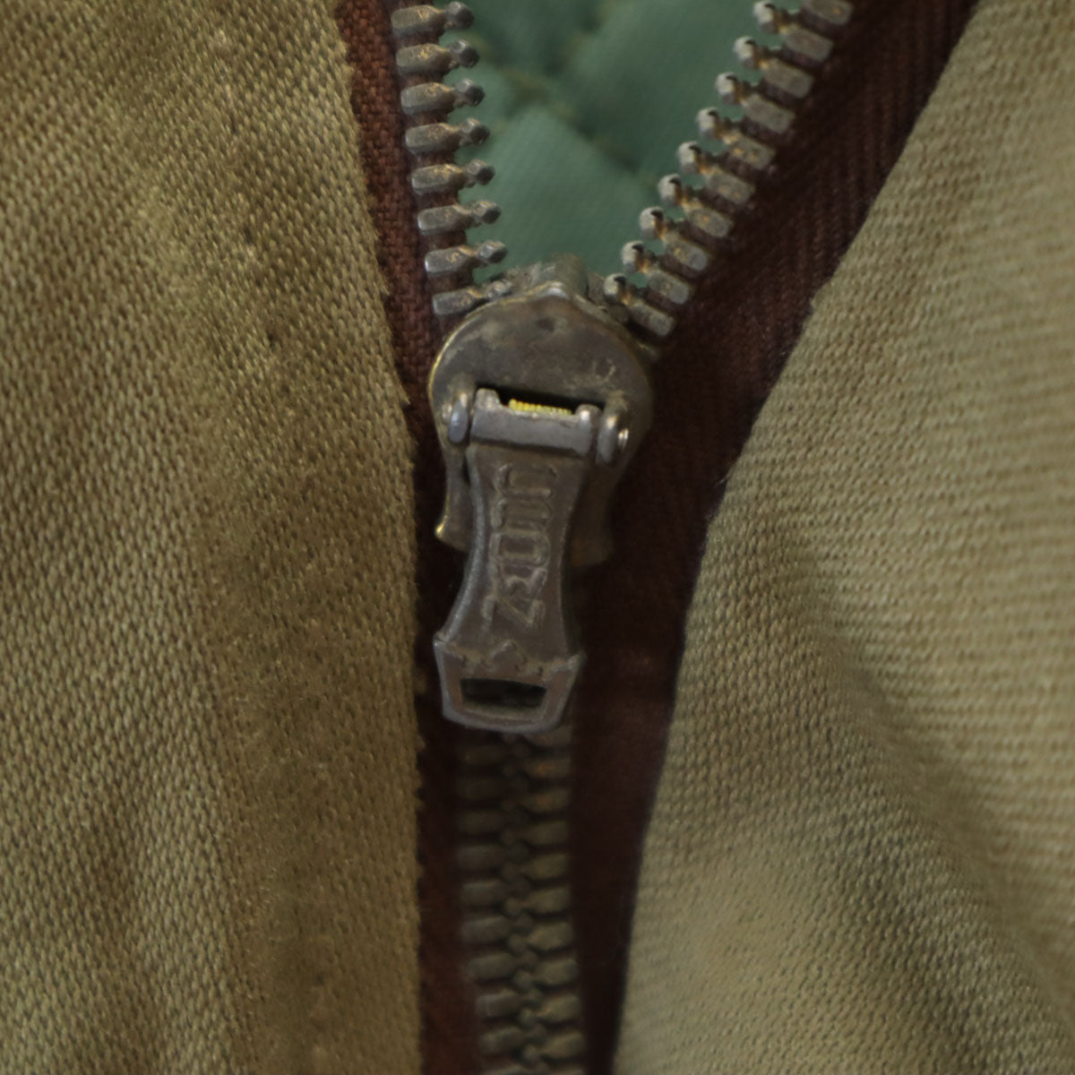 VINTAGE ヴィンテージ 40s 50s クラウンジップ バネクラ 民間品 B-9タイプ フライトジャケット カーキ フード欠損 メンズ